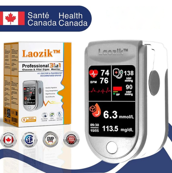 Laozik™ Professional 3in1 Glucose & Vital Signs Monitor