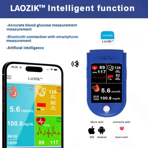 LAOZIK™ 𝐍𝐨𝐧-𝐈𝐧𝐯𝐚𝐬𝐢𝐯𝐞 𝐁𝐥𝐨𝐨𝐝 𝐆𝐥𝐮𝐜𝐨𝐬𝐞 𝐌𝐨𝐧𝐢𝐭𝐨𝐫 – Pain-Free & 99.9% Accurate - Image 2