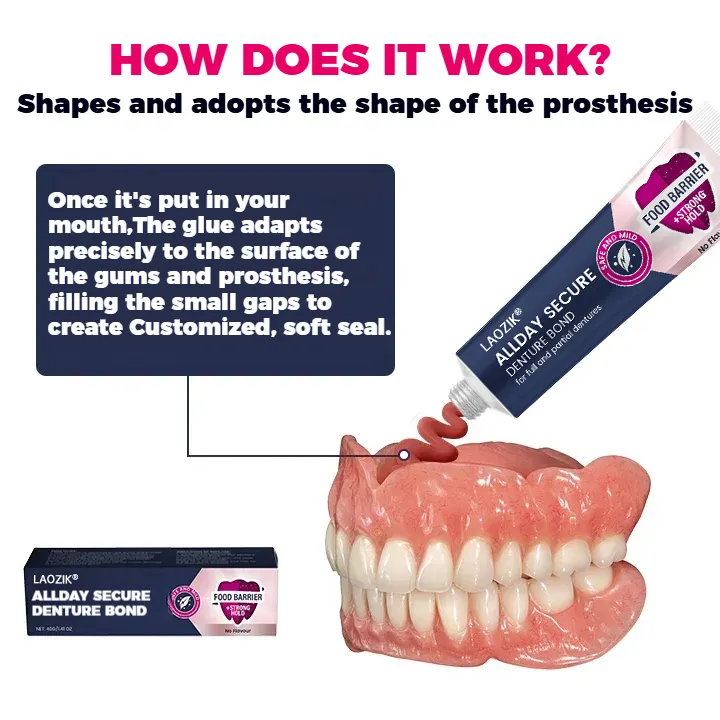 Laozik® All-Day Secure Adhesive Denture Cream - Image 2